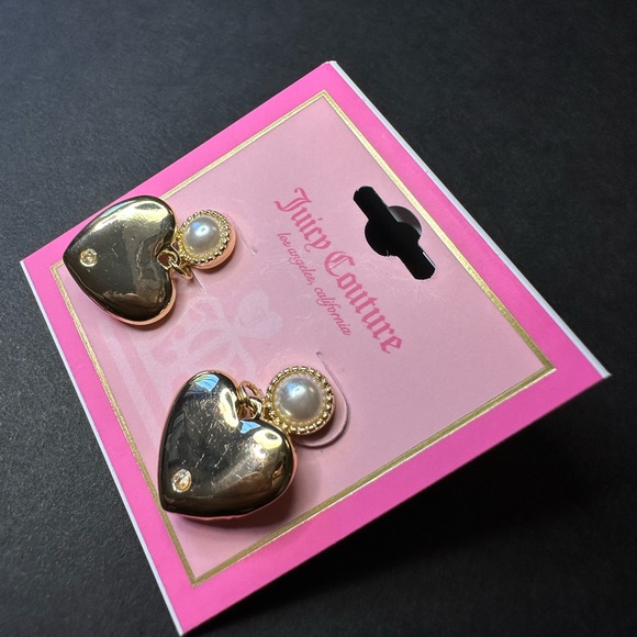 Juicy Couture Gold Tone Heart Earrings - Picture 4 of 4
